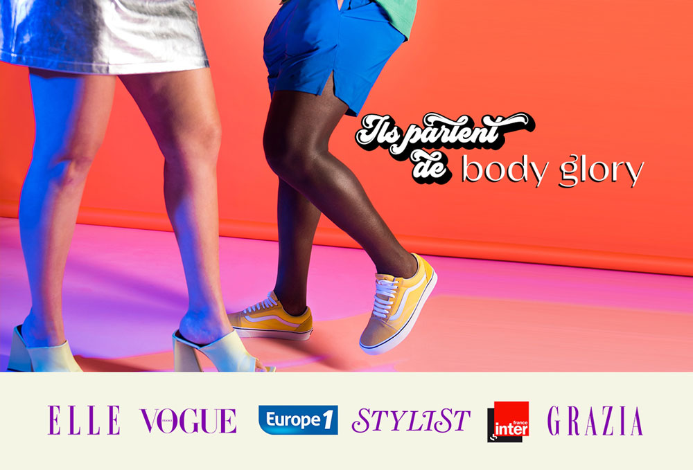 Revue de presse de Body Glory : Elle, Vogue France, Europe 1, Stylist, Grazia, France Inter