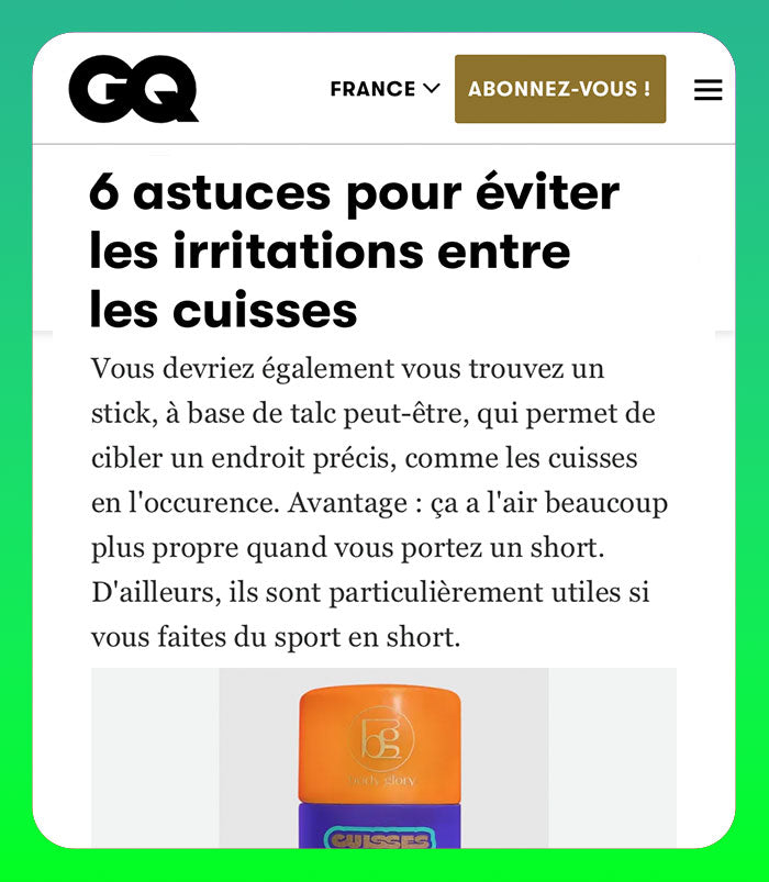 article GQ France sur les cuisses qui se touchent pour les hommes